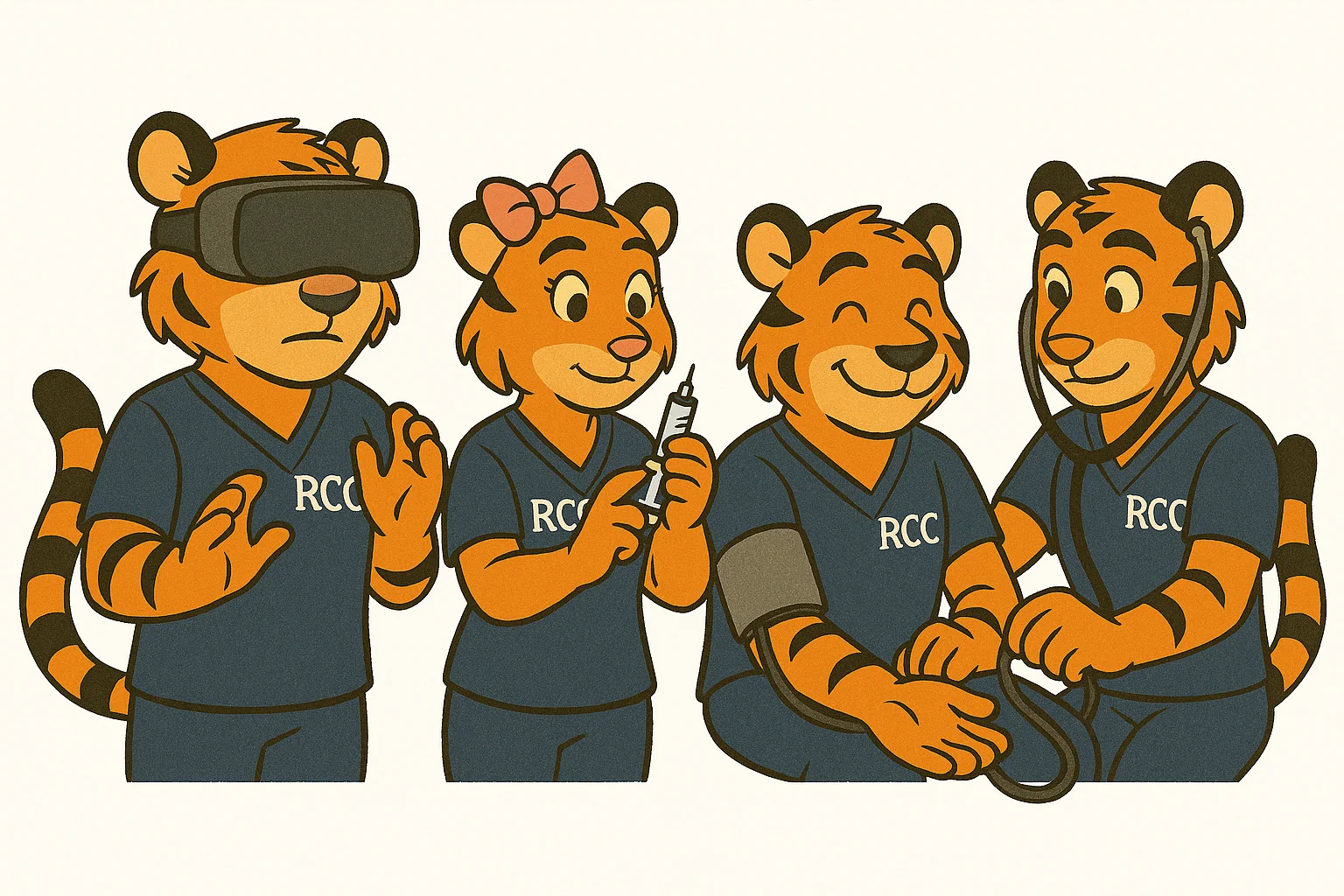 Riverside City College nursing tiger mascots using simulation technology